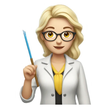 A Ukrainian female teacher holds a magic wand in her hand sticker