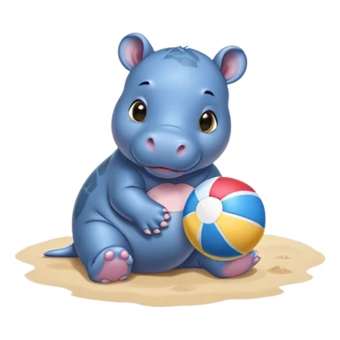 Blue baby pygmy Hippo with beach ball sticker