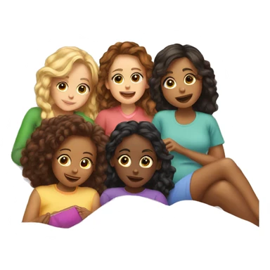 4 girls having a sleepover during Christmas  sticker