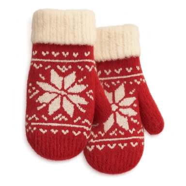 christmas wool mittens, soft and fluffy ,remove background sticker