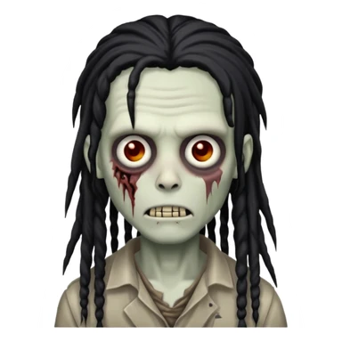 make a zombie boy emoji (headshot only) that has long black dreadlocks  and some facial scars sticker