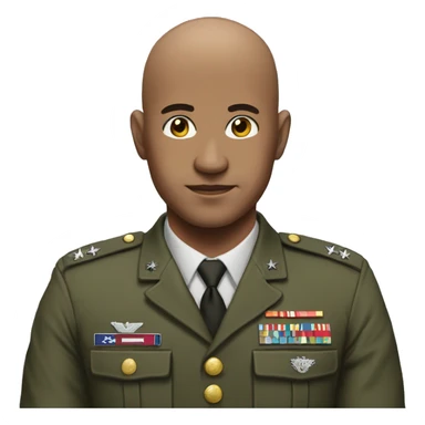 Bald military man with bg chin without mustache sticker