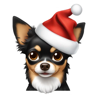 Black and brown Chihuahua long hair with a Santa hat on￼ sticker
