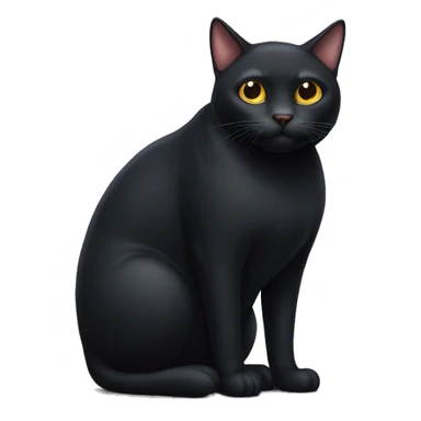 Huge black cat with fat body with small head sticker