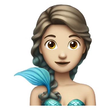 white mermaid with blue tail and brown hair sticker