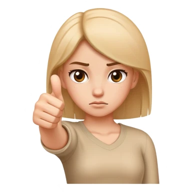 girl showing thumbs down sticker