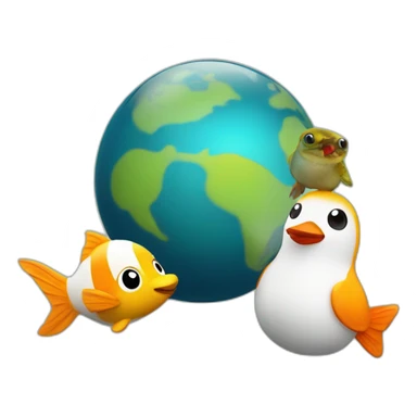 Œuf avec une citrouille avec un pingouin et avec un poisson globe sticker
