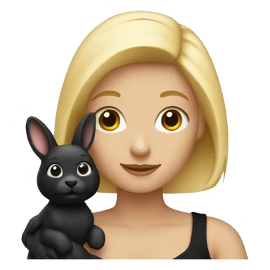 Blonde woman holding black bunny sticker