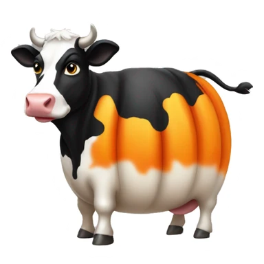 black and white cow in a pupkin emoji sticker