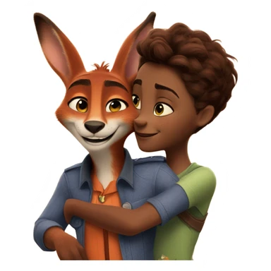 Nick Wilde from Zootopia embracing Judy Hopps from Zootopia sticker