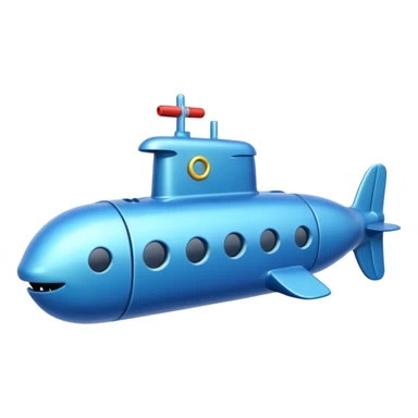 blue mini single submarine in cartoon  sticker
