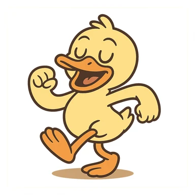dancing cartoon duck emote for a duck race in flat toon style sticker