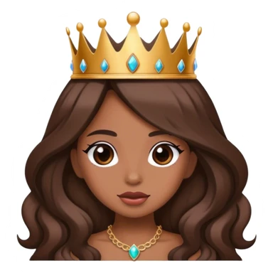 Brown girl diva long hair with crown sticker