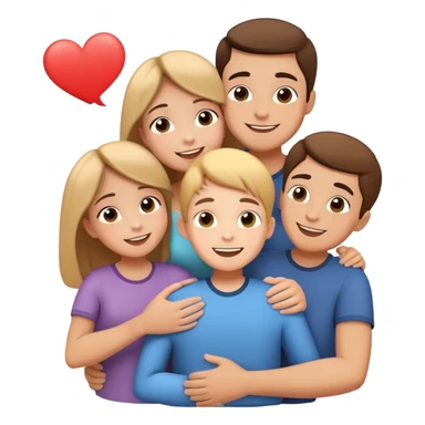 family hugging with a speech bubble saying I love you, cheerful and expressive sticker