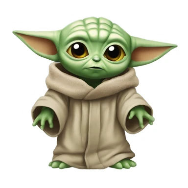 angry baby yoda with hand  sticker
