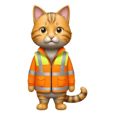 tabby cat in hi-vis clothing facing right sticker