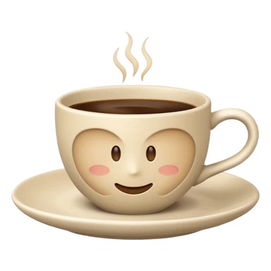 light beige strict coffee cup on saucer, minimalism, Apple emoji style, no text sticker
