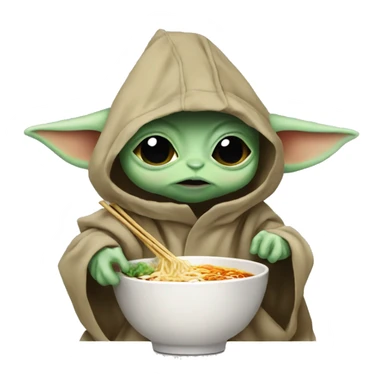 Baby yoda eating ramen wearing hood sticker