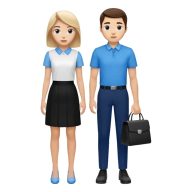 creame elementos graficos sguieendo este mismo modelo pero pensando en que sean para educacion edtech elearnig de ese estilo version hombre joven y mujer joven con colores coprorativos celeste negro blanco  sticker