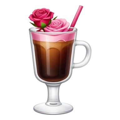 Cold brew coffee with roses pink red and small size mini glas cup sticker