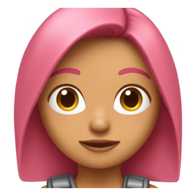 Chica pelo cobrizo con cámara rosa en mano como preparada para grabar sticker