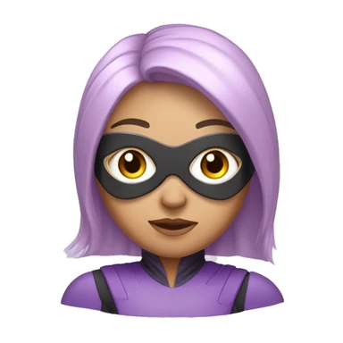 Light pink hair Asian Spanish woman wearing super hero mask lilac outfit  sticker