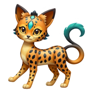 Colorful exotic esoteric patterned Gradients-colored realistic elegant lanky feminine cute pretty  Liepard-Litten-Meloetta-Sprigatito-Pokémon-fusion-creature (full body) sticker
