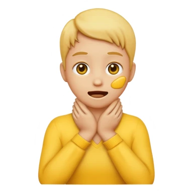 Yellow emoji doing choking emote with hands around neck sticker