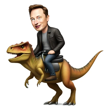 elon musk riding a dinosaur  sticker
