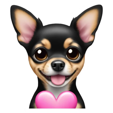 black & tan chihuahua puppy with a pink heart sticker