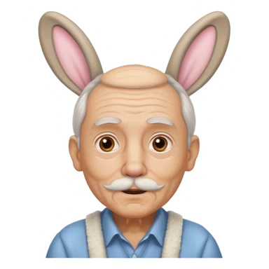 old man with bunny ears sticker