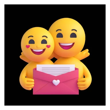 apple-style 3D emoji character holding a wedding invitation with both hands, cute and minimal, soft shadows, white background, high-resolution, emoji face smiling gently, pastel color palette sticker
