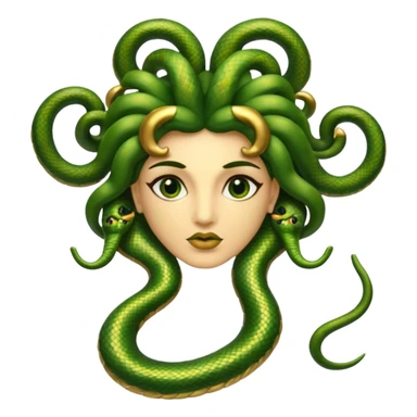 The Sicilian Medusa in gold and green and make the snake hair have snake faces  sticker