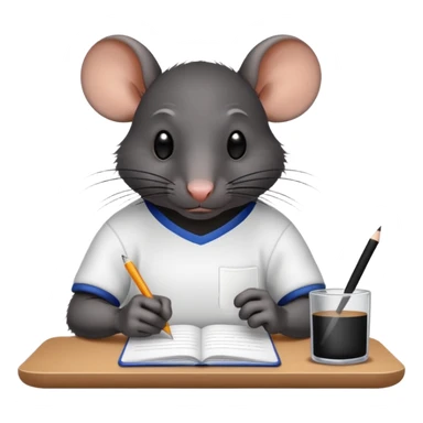 Black rat in a white jersey taking notes sticker
