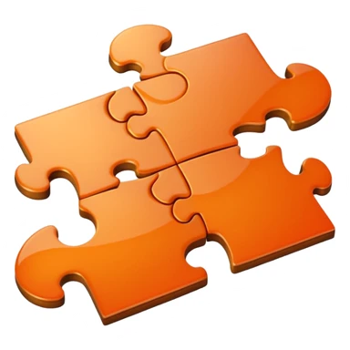 puzzle piece emoji, classic jigsaw shape, orange sticker