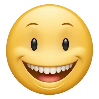 a yellow  smiley face with very long teeth like the trivago guy sticker