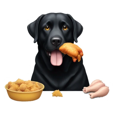 fat black lab eating chicken sticker