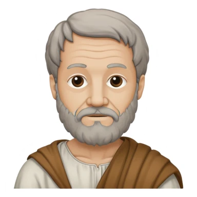 Aristotle as a black outline icon, no fill, hand-drawn look, recognizable philosopher features sticker