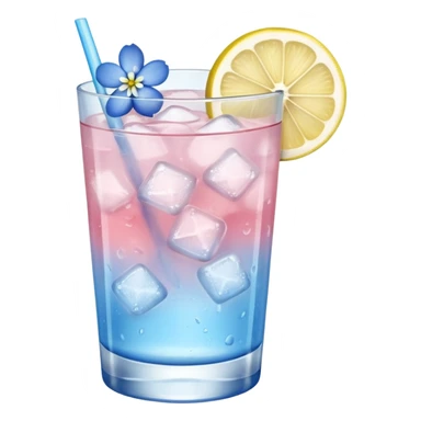 Ice pink lemon cocktail with blue small flowers  sticker