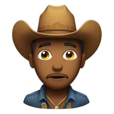 Sad emoji w cowboy hat sticker