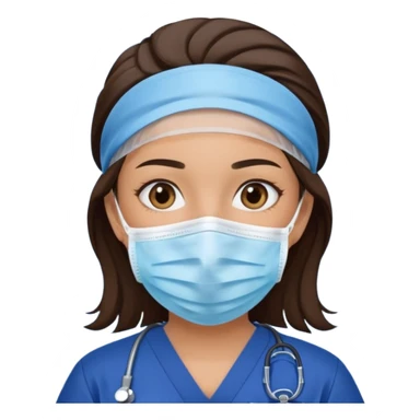 Surgical Face mask on a brunette girl in navy blue scrubs  sticker