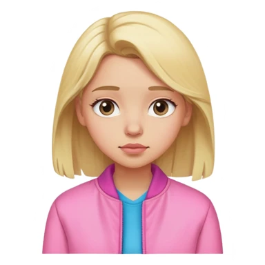 blonde girl with sleepy eyes wearing pink jacket sticker