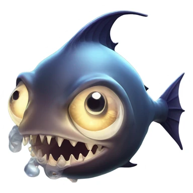 Anglerfish with a glowing lure hanging from its forehead, sharp teeth, and big eyes. sticker
