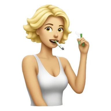 Blonde woman smoking weed pen sticker