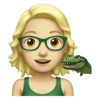 Blonde girl swimming with gators sticker