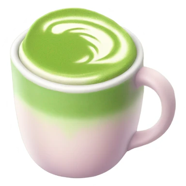 Realistic Matcha latte in pastel mug sticker