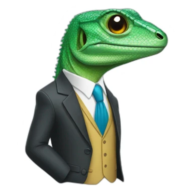 lizard wearing a suit sticker