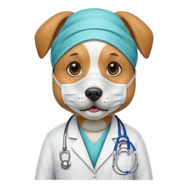 doctor dog Wearing Medical Mask sticker