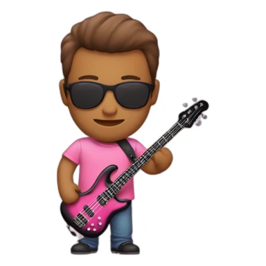 bruned-long-bassguitar-player-pink-tshirt-pink sticker