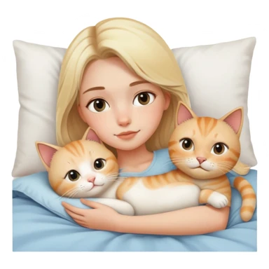 Fair skin blonde girl in bed with a cat aesthetic sticker